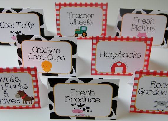 Farm Food Labels, Farm Food Tents, Farm Party Decor