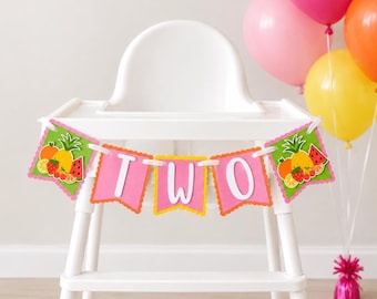 Tutti Fruitti Highchair Banner: Fruit 2nd Birthday Party Decor