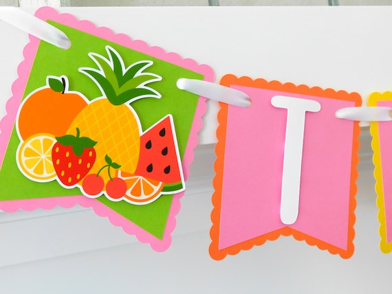 Two-tti Fruity High Chair Banner, Fruit Party Decor, Highchair Garland, Fruit 2nd Birthday