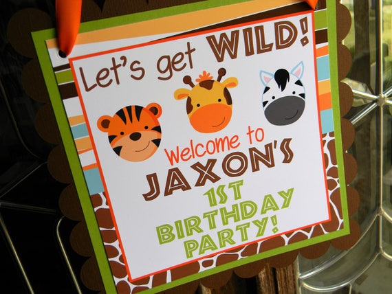 Safari Party Welcome Sign, Zoo Animals Party Decor, Safari Door Sign, Wild One Birthday Sign