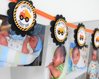 Construction Photo Banner, 1st Birthday, Newborn to 12 Months Banner