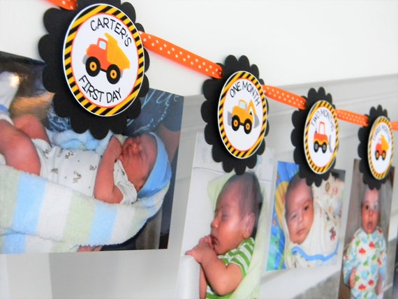 Construction Photo Banner, 1st Birthday, Newborn to 12 Months Banner