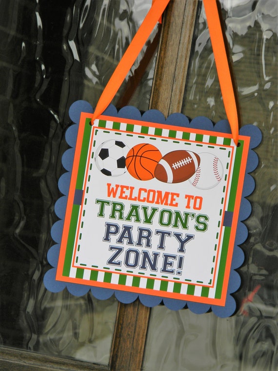 Sports Door Sign, Sports Party Decorations, Sports Door Hanger by