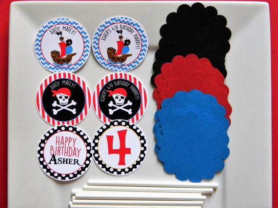 Pirate DIY Cupcake Topper Kit, Pirate Cupcakes, DIY Party Decor