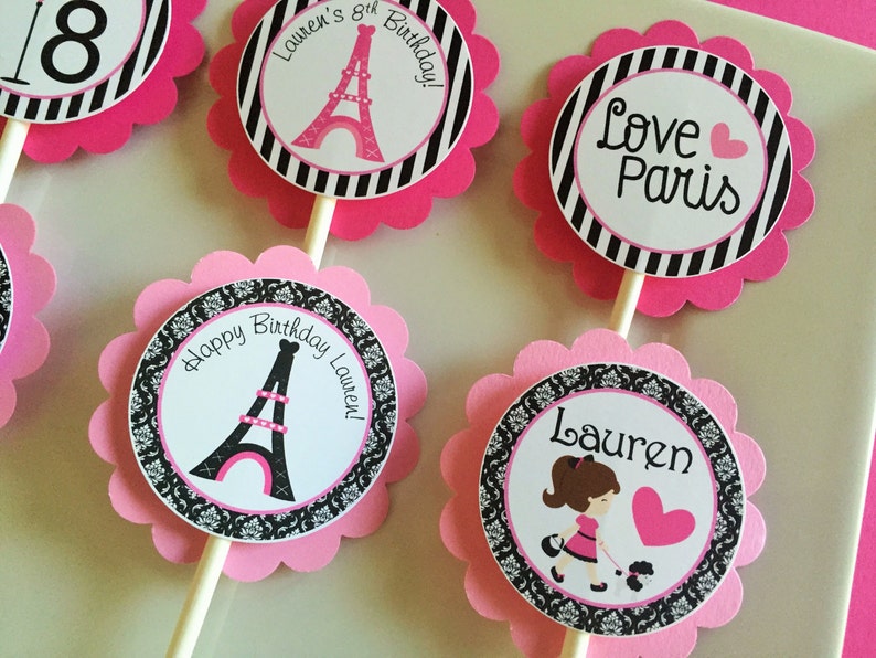 Paris Cupcake Toppers Paris Cupcakes Paris Party Decor Etsy