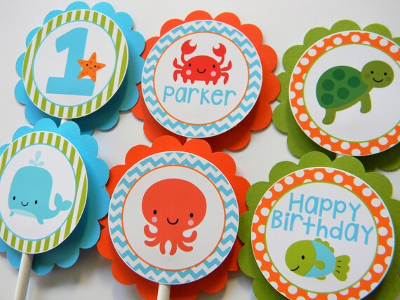 Under the Sea Cupcake Toppers, Sea Cupcakes, Party Decor Il_570xn