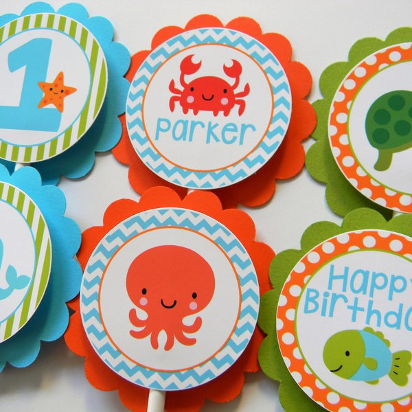 Under the Sea Party Cupcake Toppers, Sea Cupcakes, Ocean Party Decor