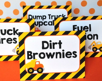 Construction Party Food Labels, Construction Food Tents, Truck Party Decor