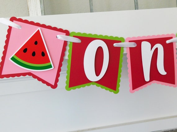 Watermelon High Chair Banner, Watermelon Banner, Highchair Garland, One in a Melon First Birthday