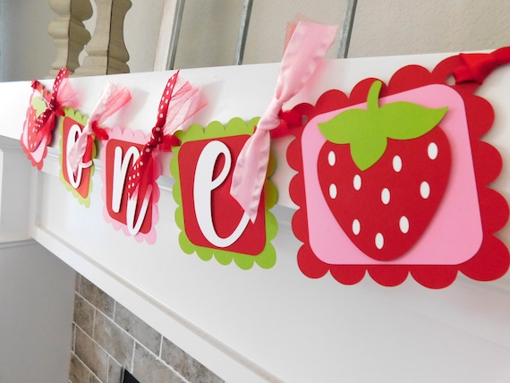 Strawberry High Chair Banner, Berry Party Decor, Highchair Garland, Berry Sweet First Birthday