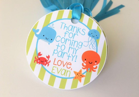 Under the Sea Favor Tags, Under the Sea Thank You Tags, Under the Sea 1st Birthday