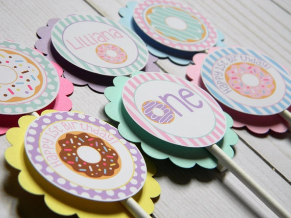 Donut Cupcake Toppers, Donut Cupcakes, Donut Party Decor