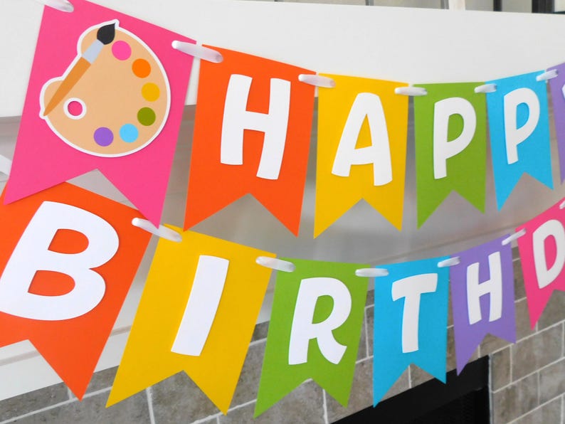 Art Party Banner: Painting Birthday Supplies – Custom Kids Art Theme Decorations image 1