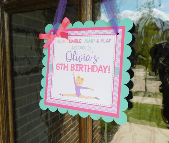 Gymnastics Party Welcome Sign, Gymnastics Party Decor, Tumbling Door Sign, Gymnastics Birthday Sign