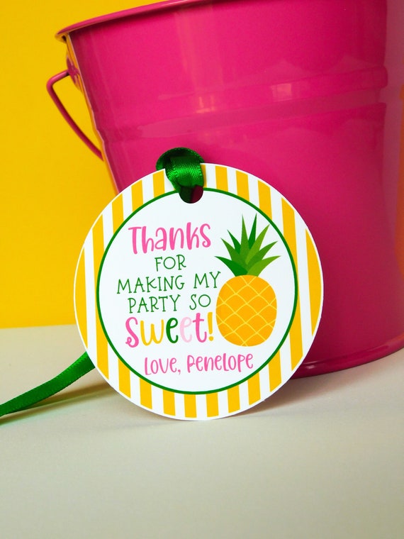 Pineapple Favor Tags, Pineapple Thank You Tags, Pineapple 1st Birthday