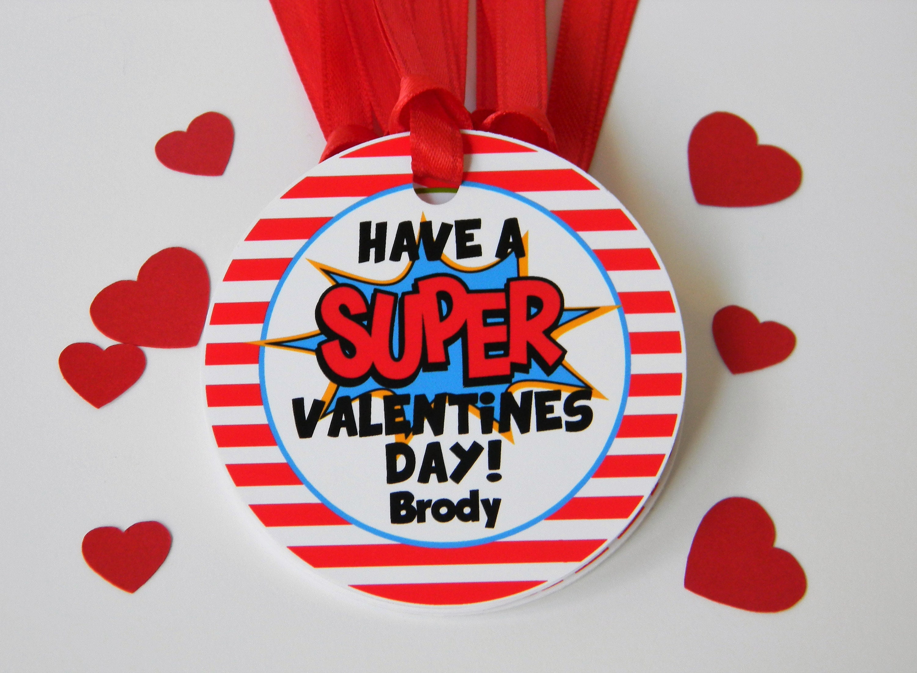 Superhero Valentines Day Treat Tags, Classroom Valentines