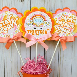 Groovy Centerpieces, Hippie Centerpiece Sticks, Groovy Party Decor, Custom Centerpieces