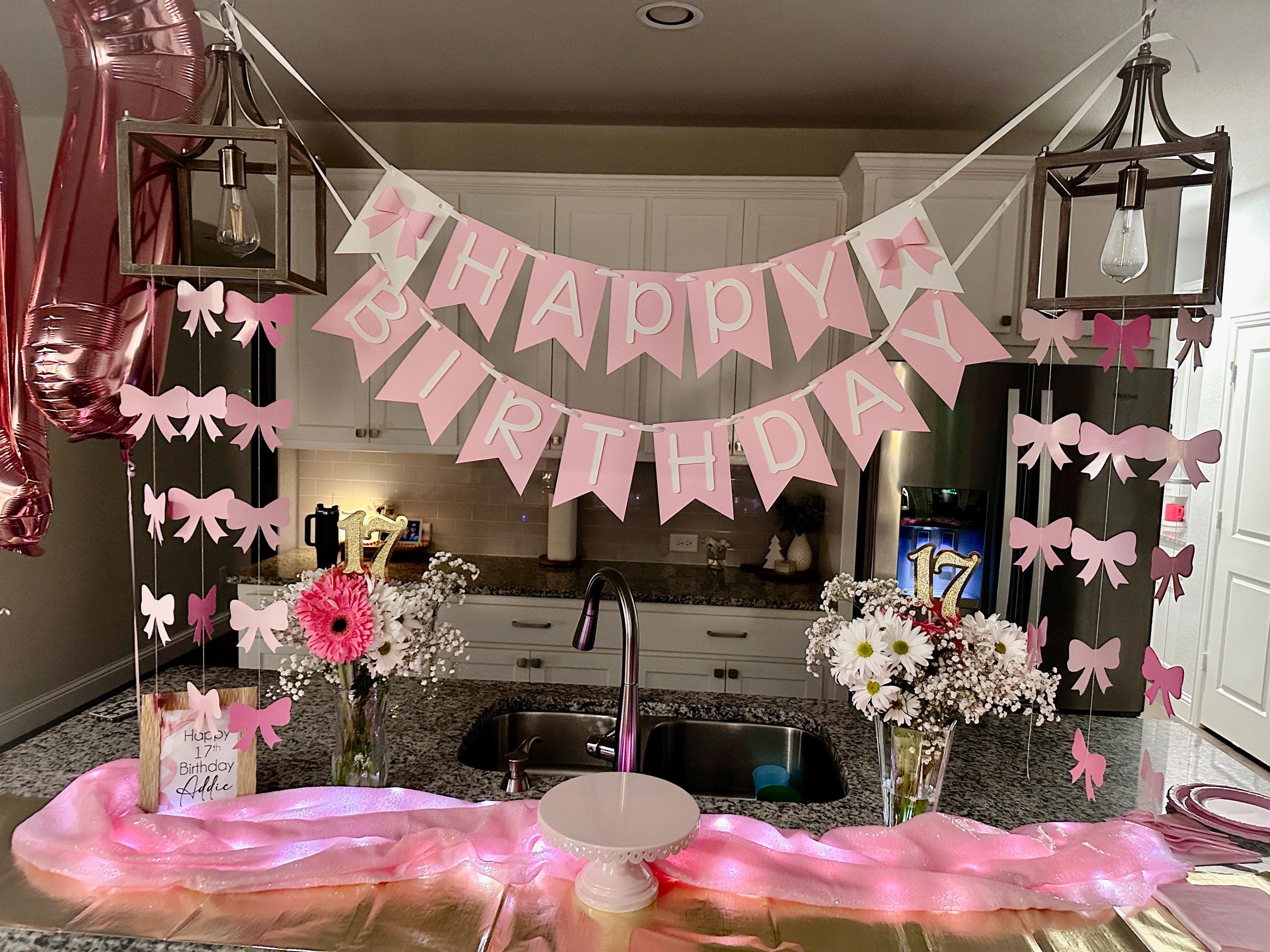 Pink Bow Birthday Banner: Coquette Preppy Party Decor - Etsy