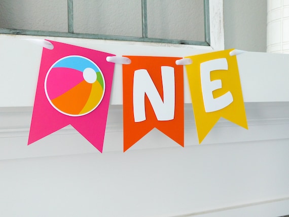 Beach Ball High Chair Banner, Beach Ball Party Decor, Highchair Garland, Summer First Birthday