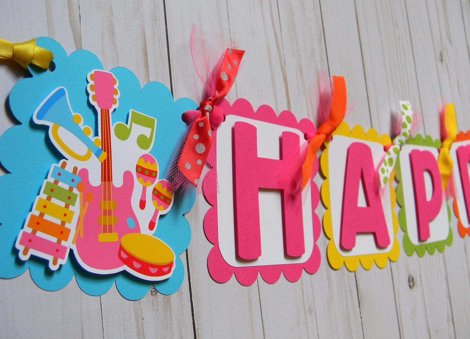 "Party Like A Popstar" Birthday Banner - Music Themed, 15 Cm X 150 Cm Glitter