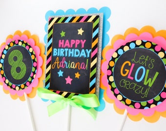Glow Party Centerpieces, Neon Centerpiece Sticks, Glow Party Decor, Custom Centerpieces