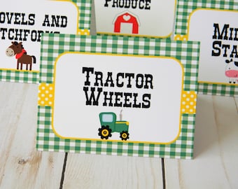 Tractor Food Labels, Tractor Food Tents, Tractor Party Decor