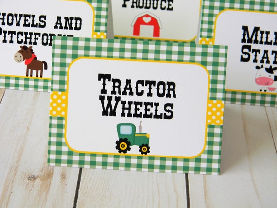 Tractor Food Labels, Tractor Food Tents, Tractor Party Decor