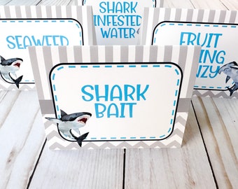 Shark Food Labels, Shark Food Tents, Shark Party Decor