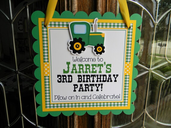 Tractor Welcome Sign, Tractor Party Decor, Tractor Door Sign, Green Tractor Birthday Sign