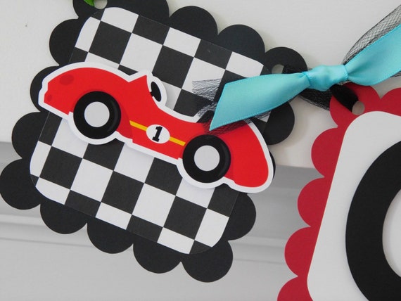 Racecar High Chair Banner, Racecar Party Decor, Highchair Garland, Car First Birthday