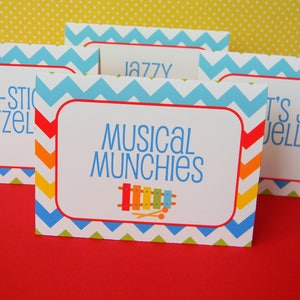 Music Food Labels, Music Food Tents, Musical Party Decor