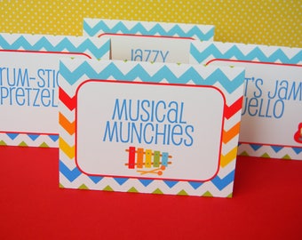 Music Food Labels, Music Food Tents, Musical Party Decor