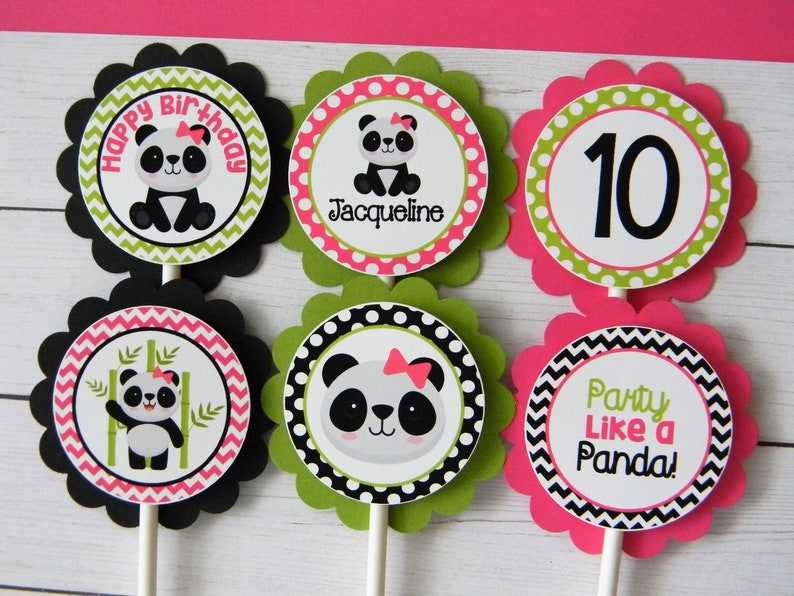 Panda Cupcake Toppers Panda Cupcakes Party Decor Etsy