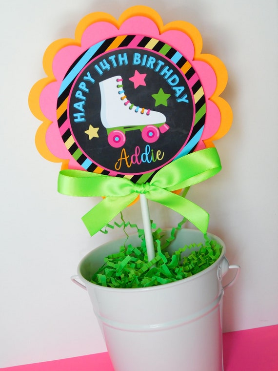 Neon Roller Skate Cake Topper, Custom Cake Topper, Roller Skate Birthday Cake