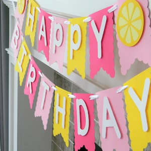 Lemonade Banner, Lemonade Birthday, Pink Lemonade Party, Lemon Banner