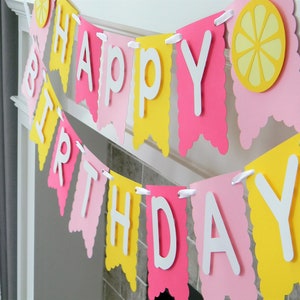 Lemonade Party Banner - Custom Pink & Yellow Lemonade Birthday Decor, Fully Assembled, Lemon Theme Party Decorations, Lemonade 1st Birthday