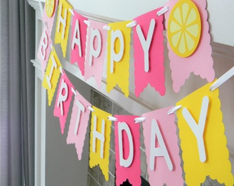 Lemonade Banner, Lemonade Birthday, Pink Lemonade Party, Lemon Banner