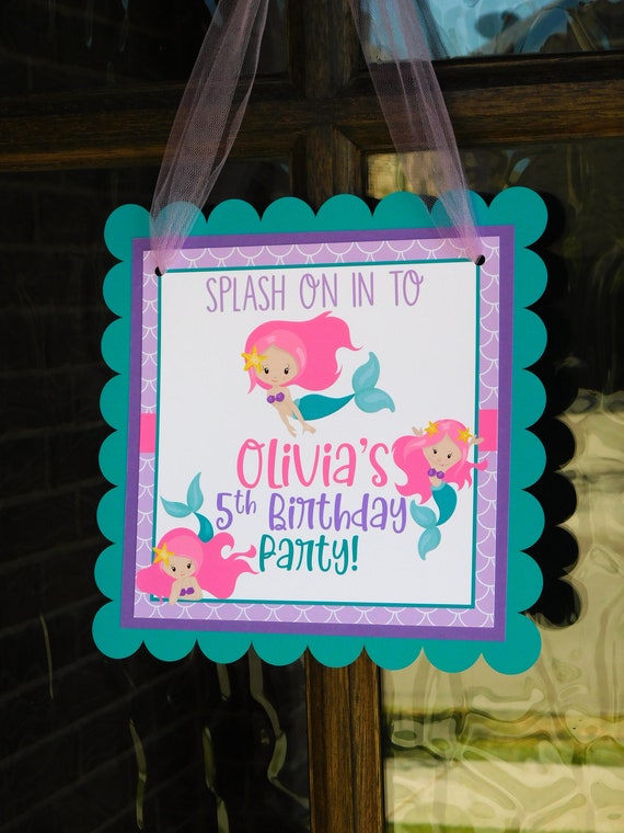 Mermaid Door Sign, Mermaid Party Decorations, Mermaid Door Hanger Il_570xn