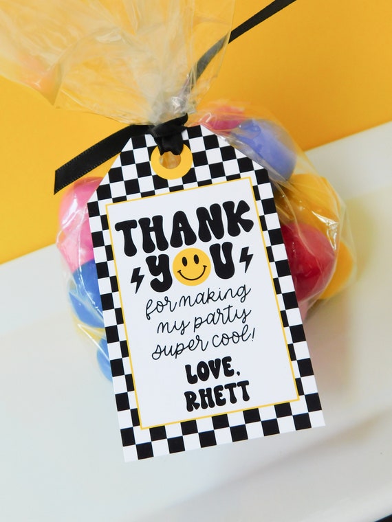 Happy Face Favor Tags, Happy Face Thank You Tags, One Cool Dude Birthday Party