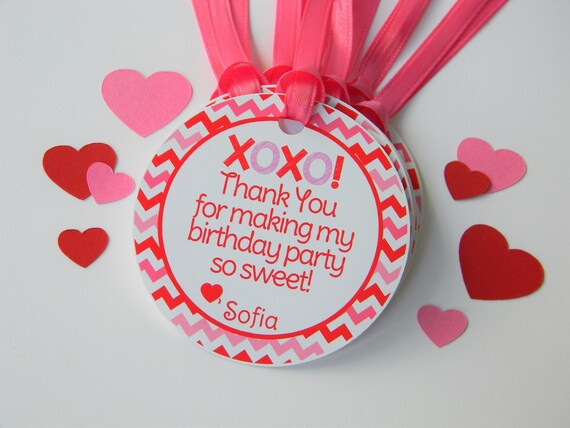 Valentine's Day Birthday Party Favor Tags, Valentine's Day Treat Tags, Valentine Party Tags