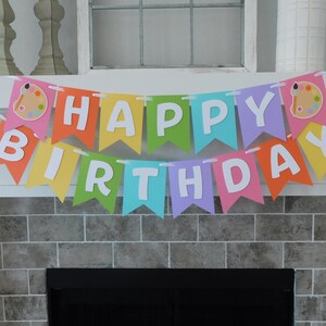 Pastel Art Party Banner: Painting Birthday Supplies – Custom Kids Art Theme Decorations image 5