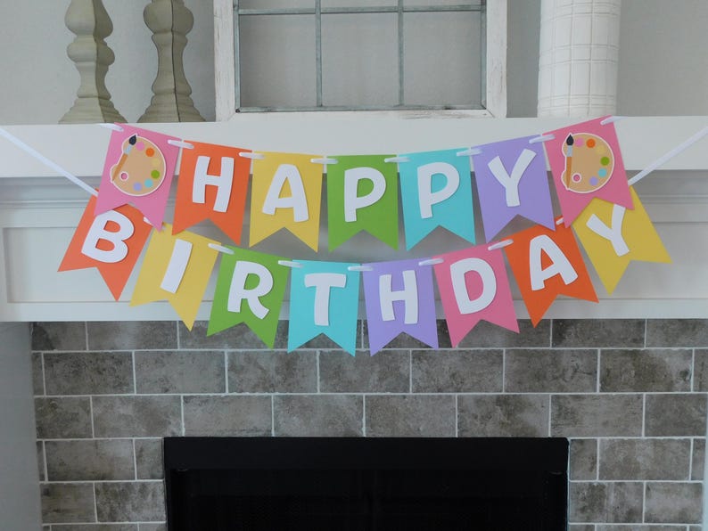 Pastel Art Party Banner: Painting Birthday Supplies – Custom Kids Art Theme Decorations image 5