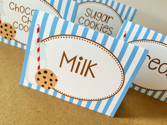 Milk and Cookies Food Labels, Milk and Cookies Foot Tents, Party Decor
