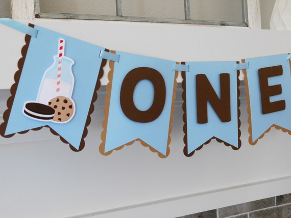 Milk and Cookies Highchair Banner, Milk and Cookies Party Decor, Highchair Garland, Cookie First Birthday