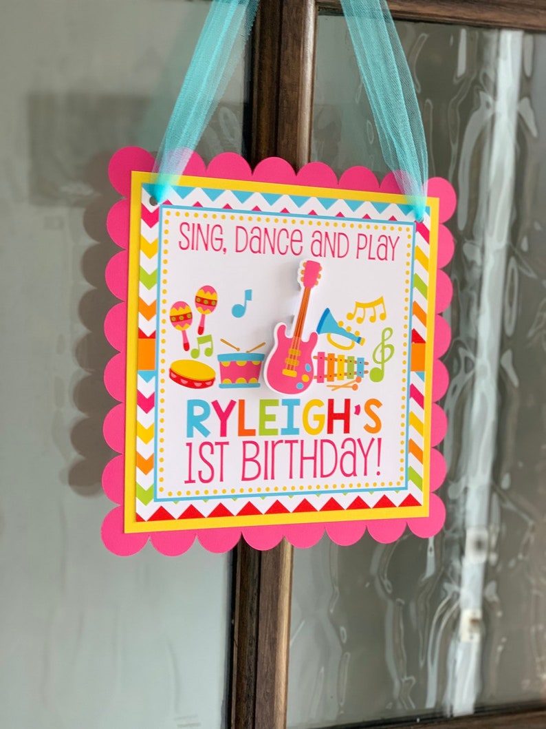 Music Welcome Sign, Music Party Decor, Music Door Sign, Pink Music Birthday Sign image 2