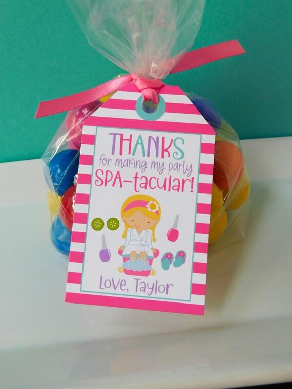 Spa Day Favor Tags, Slumber Party Thank You Tags, Spa Birthday Party, Other Image Options Available