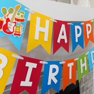 Music Party Banner - Custom Music Birthday Decor, Music Theme Banner, Fully Assembled, Musical Party Decorations, Music 1st Birthday