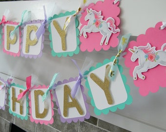Unicorn Banner, Happy Birthday Banner, Unicorn Party Decorations