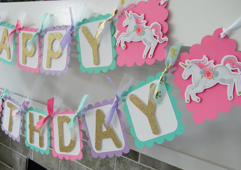 Unicorn Banner Custom Birthday Banner Unicorn Party Etsy