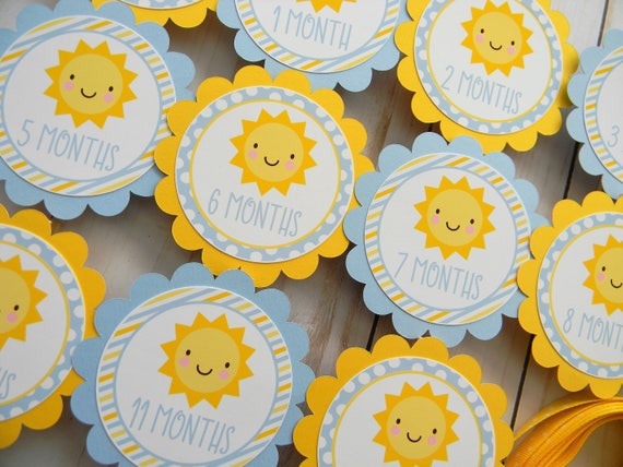 You Are My Sunshine Photo Banner, 1st Birthday, Newborn to 12 Months Banner in Blue and Yellow